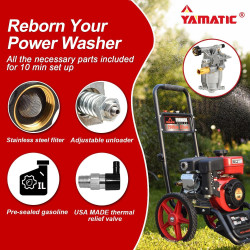 YAMATIC Bomba para Hidrolavadora horizontal de 3/4" 3000 PSI y 2.5 GPM compatible con varias marcas