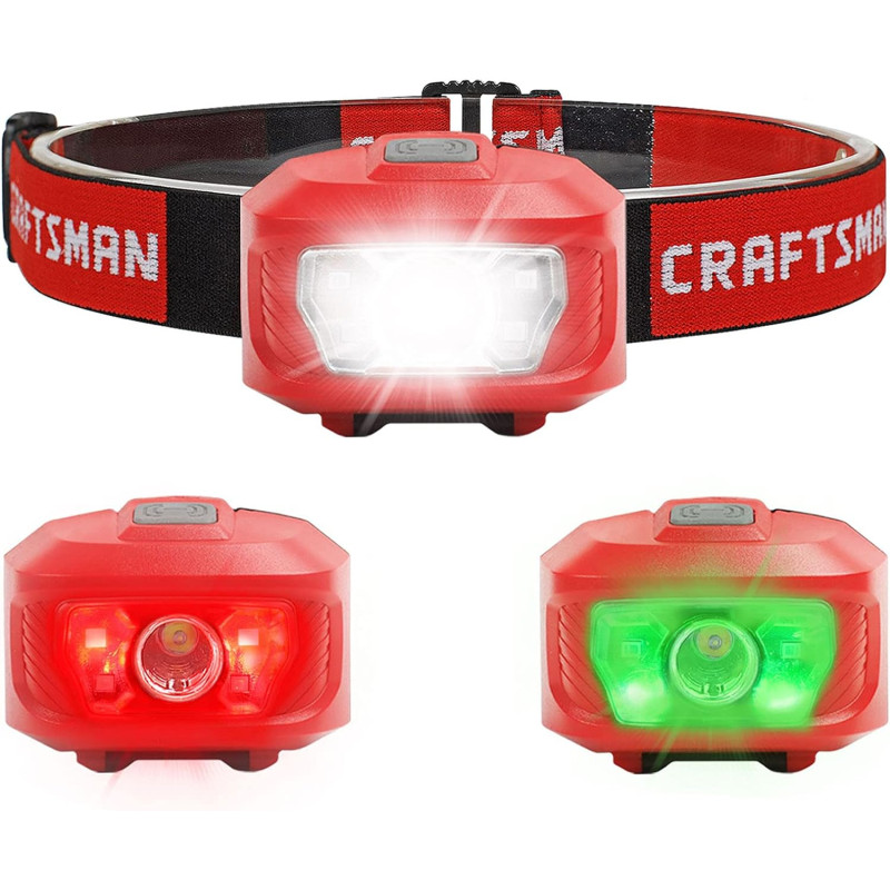 Craftsman Linterna frontal LED 200 Lm 7 modos de cabeza 3 pilas AAA CMXLHAG67297