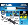 Braun Lampara de trabajo Luz LED 450 Lm recargable con base magnética