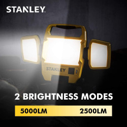 STANLEY Lampara de luz de trabajo LED de 5000 lúmenes con soporte de larga duración 4000K 50W