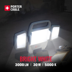 PORTER CABLE Lampara de Luz de trabajo LED recargable de 30 W 3000 lúmenes