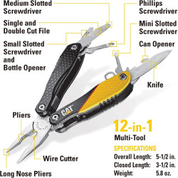 Navaja Caterpillar 3 piezas 12 en 1 Multi herramienta CAT240192