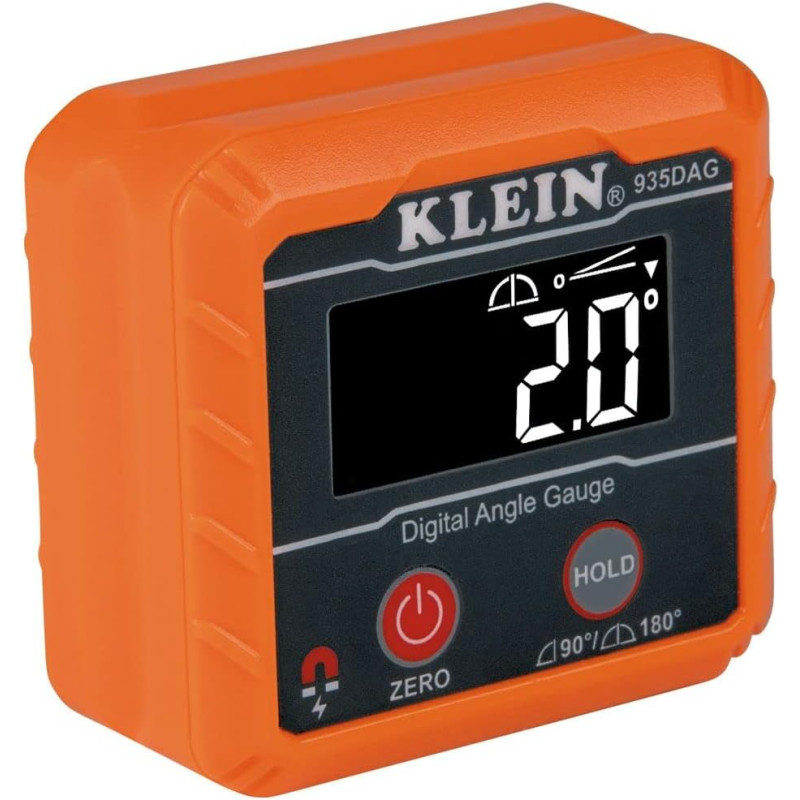 Klein Tools 935DAG Medidor electrónico digital de nivel y ángulo, mide rangos de 0 a 90 y 0 a 180 grados