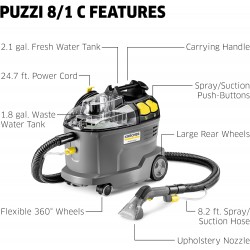 KARCHER Puzzi 8/1 C Limpiador de Tapicería profesional Eléctrica 110v