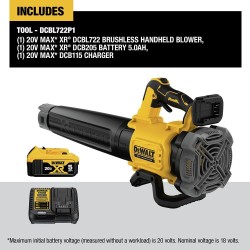 DEWALT Sopladora de hojas Inalámbrica 125 MPH, 450 CFM Portátil MAX* XR de 20 V