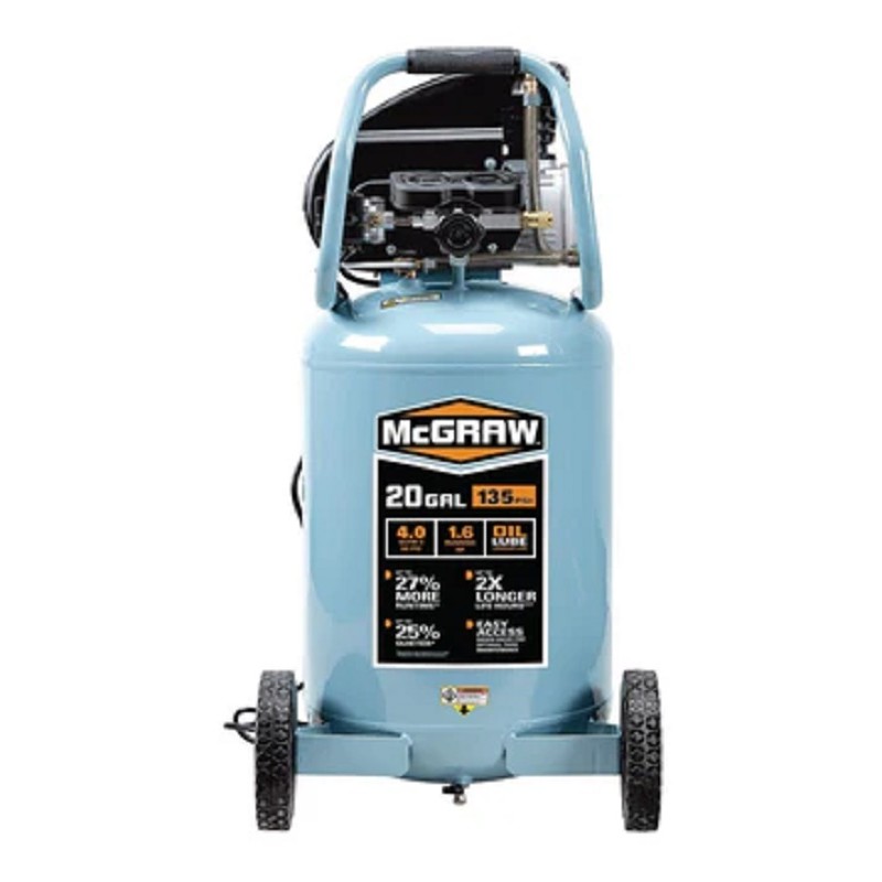 McGraw Compresor de aire vertical con lubricante de aceite de 20 galones 1.6 HP 135 PSI