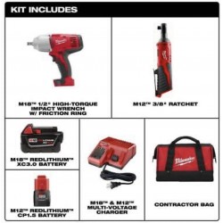 Milwaukee Kit 2663-22R Llave de impacto M18 1/2" y Trinquete M12 3/8"