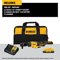 DEWALT ATOMIC 20V MAX* Ratchet de 1/2" DCF512D1 Inalámbrico Trinquete