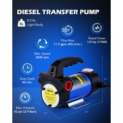 OMT Kit Bomba de transferencia de combustible OTP-10158 Eléctrica portátil de 12 V CC