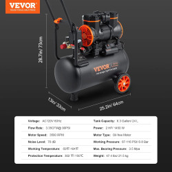 VEVOR 6.3 Gal. Compresor de Aire Eléctrico de 110v y 90 PSI