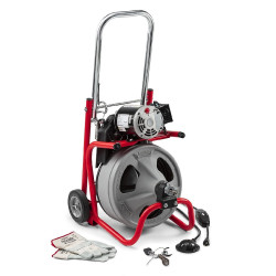 RIDGID 52363 K-400 Kit máquina de tambor de limpieza de drenaje de 110 V con cable C-32IW de 3/8 pulgadas x 75 pies