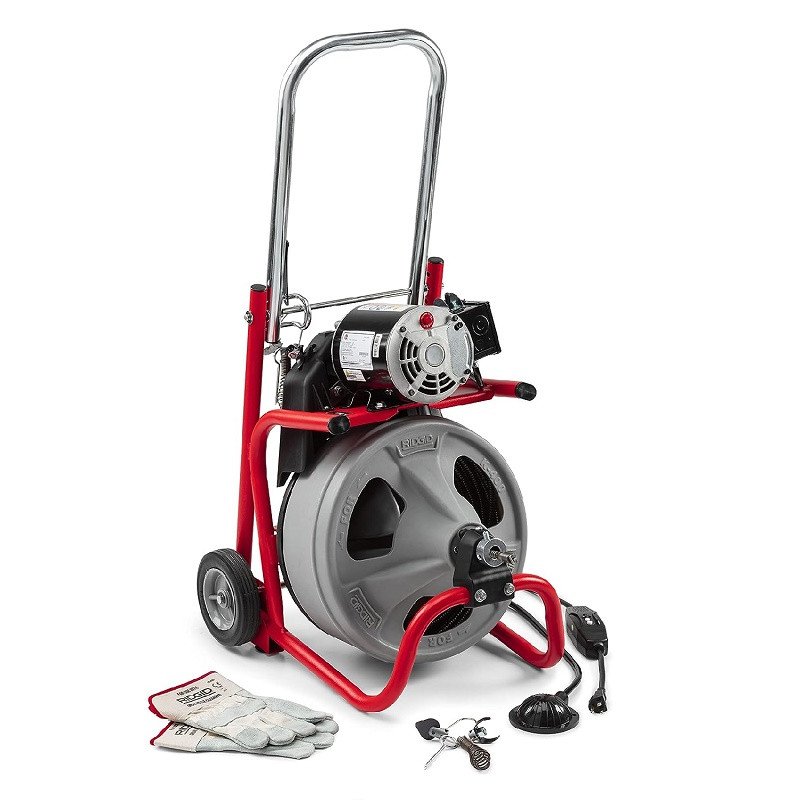 RIDGID 52363 K-400 Kit máquina de tambor de limpieza de drenaje de 110 V con cable C-32IW de 3/8 pulgadas x 75 pies