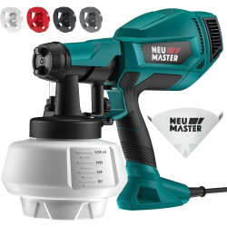 NEU MASTER HVLP Pulverizador de Pintura con recipiente 41oz, 4 boquillas y 3 patrones